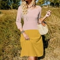 thumbnail image 3 of Pink And Yellow Color Block Women's 3/4 Sleeve Dresses Elegant A-Line Midi Dress Flare Summer Casual Sundress, 3 of 9