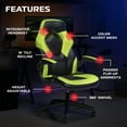 thumbnail image 7 of RESPAWN 3085 Ergonomic Gaming Chair for Adults, High Back Office Chair with Headrest and Flip Up Arms, Leather Racing Style Gaming Seat with Lumbar Support, Video Game Computer Desk Seat - Green, 7 of 7