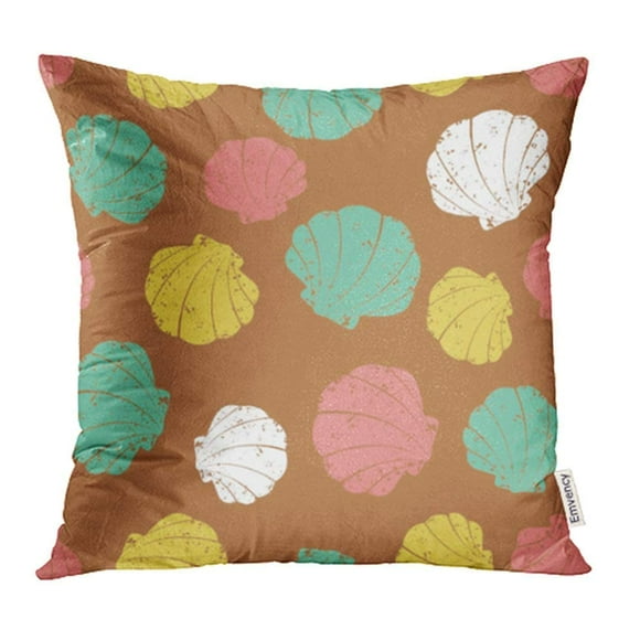 BSDHOME Abstract Seashells Grunge Effect Aquarium Aquatic Beach Coast Cockle Crustacean Pillowcase Cushion Cover 20x20 inch