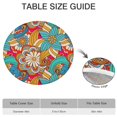 thumbnail image 6 of Boho Floral Print Round Tablecloth with Elastic Hem, 44 Inch Fits 38-42 Inch Tables, Liquid Resistant Vinyl, 6 of 7