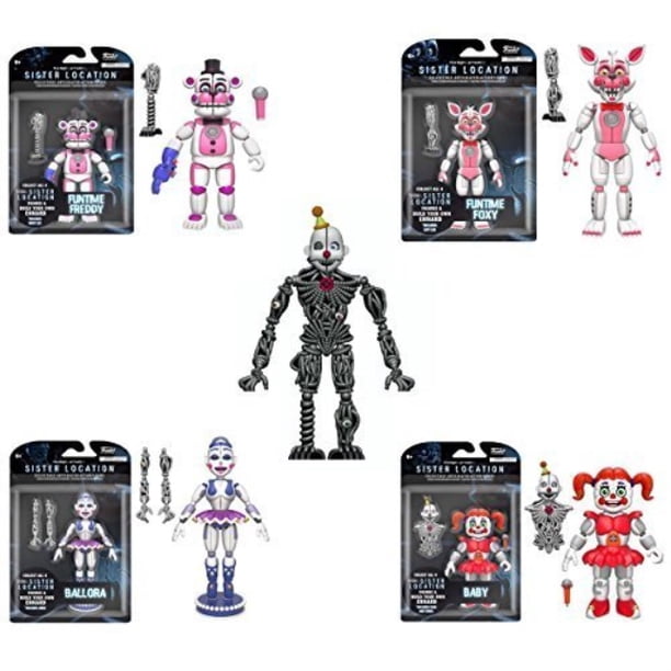 Funko Five Nights At Freddy S Sister Location Funtime Freddy Ballora Baby Funtime Foxy Build Ennard 5 Inch Action Figures Set Walmart Com