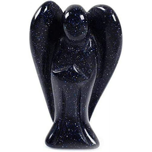 Angelstones Synthetic Blue Sandstone Gem Semi Precious Gemstone Peace Angel Pocket Guardian Angel Healing Statue 1.5 inch