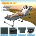 thumbnail image 6 of NAIZEA Folding Camping Cot Bed, Adjustable 4-Position Adults Reclining Folding Chaise with Pillow &2-sided cushion , Outdoor Portable Folding Lounge Chair Sleeping Cots, 6 of 8