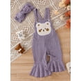 thumbnail image 6 of Aojekbee Baby Girl Summer Overalls Casual Bear Embroidery Sleeveless Flared Romper Jumpsuit and Headband Set Cute Fashion Clothes, 6 of 10
