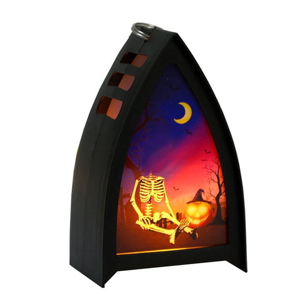 Maojin Luz de atmósfera portátil de Halloween, luz de decoración retro de Halloween con pilas, decoración de escritorio de Halloween para habitación de niños