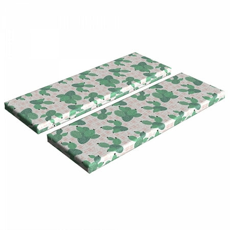 

Cactus Bench Cushion Set of 2 Prickly Pear Tropical Succulent Plants with Modern Design Standard Size Foam Pad and Decorative Cover Fern Green Black by Ambesonne