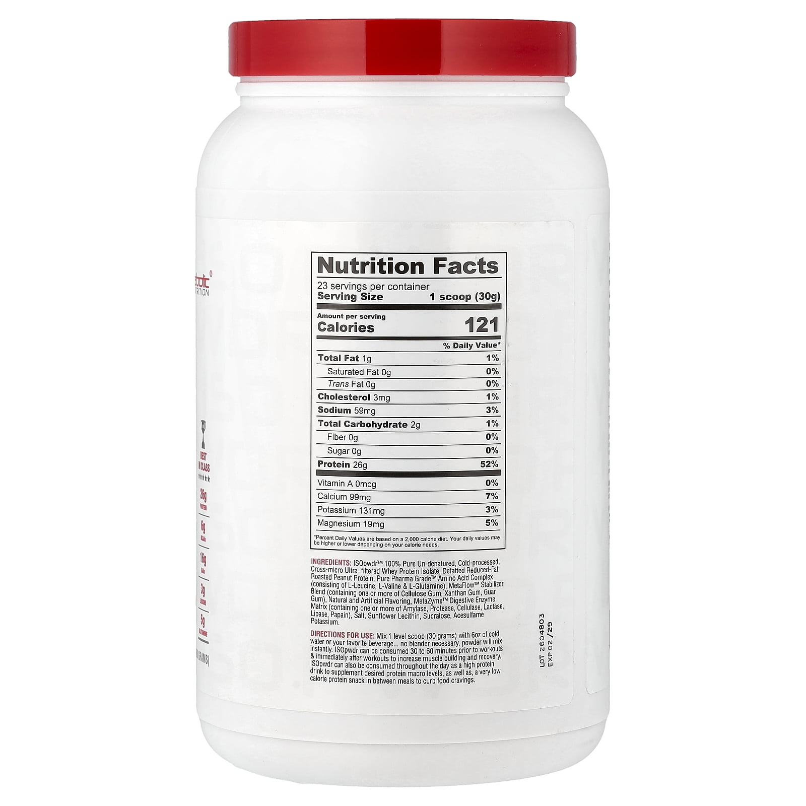 Metabolic Nutrition ISOpwdr, Whey Protein Isolate, Peanut Butter Cookie, 1.52 lbs (690 g)