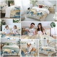 thumbnail image 6 of Light Blue Gold Abstract Duvet Cover Set Full Size Modern Art Oil Painting Style Ombre Soft Lightweight Comforter Covers 4 Piece Bedding Set with 1 Duvet Cover 1 Bed Sheet & 2 Pillow Shams, 6 of 8