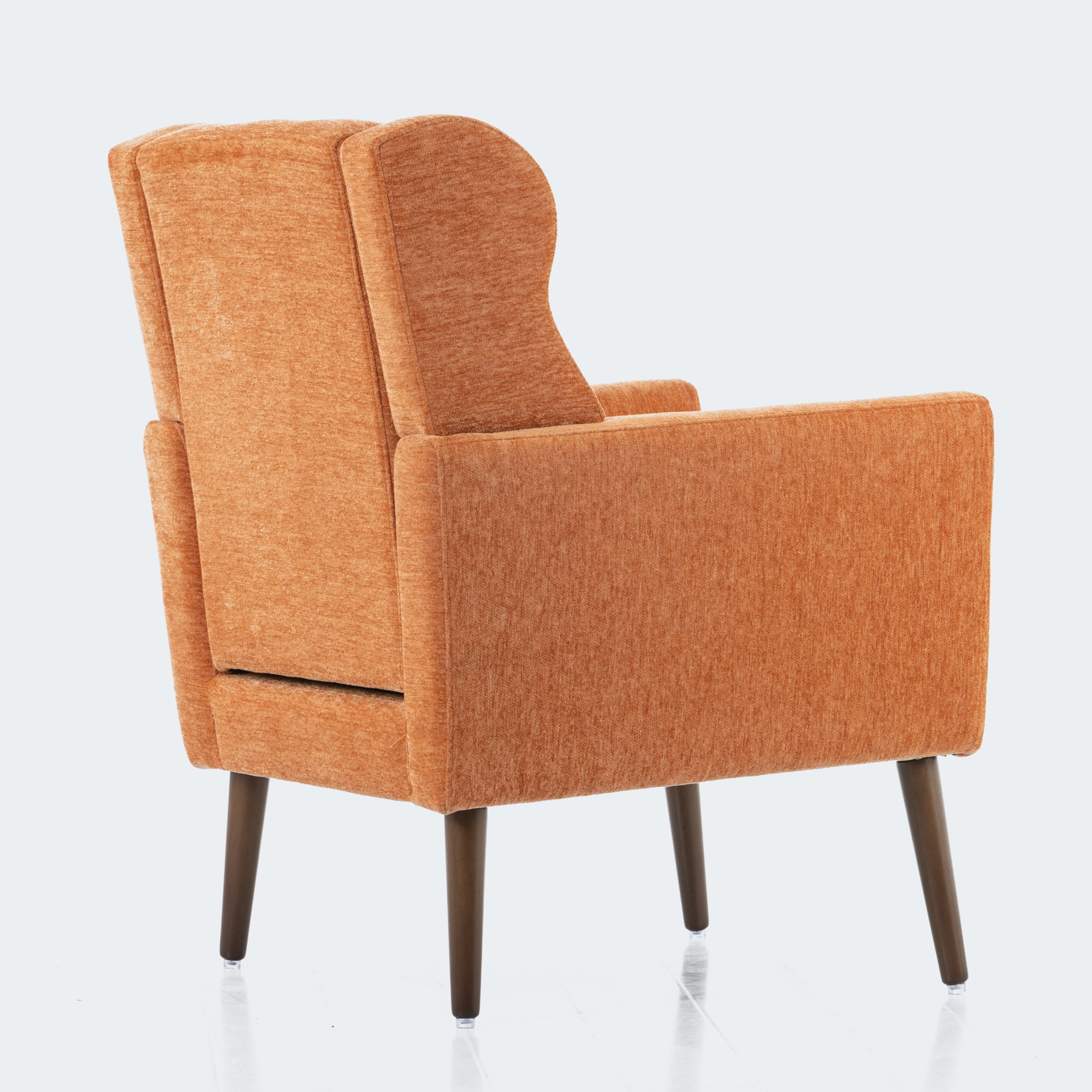 Leumius Modern Accent Chair with Solid Wood Leg, Chenille Armchair with Pillow, Comfy Soft Padded Lounge Chair for Small Space, Bedroom, Living Room Orange