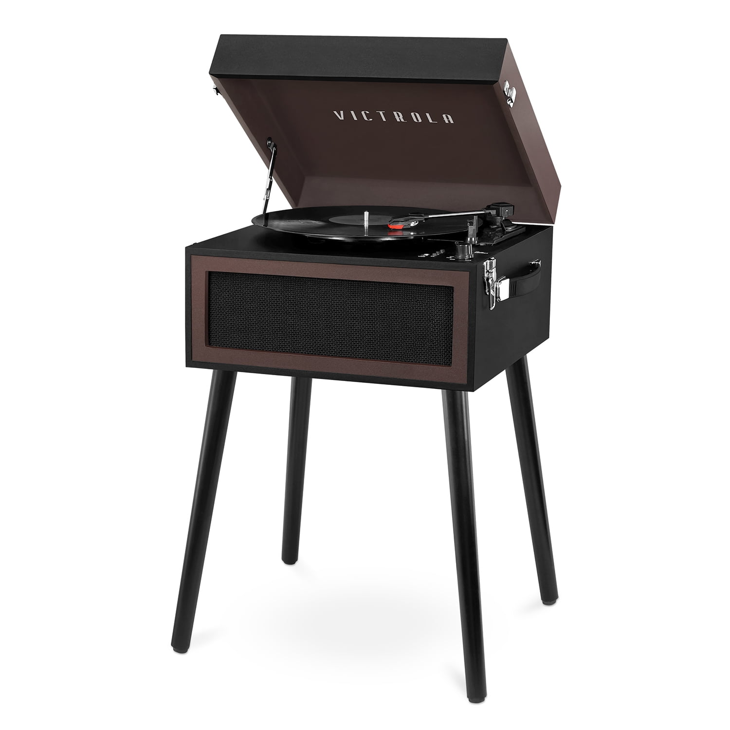 Victrola Bluetooth Record Player Stand with 3-Speed Turntable, Black