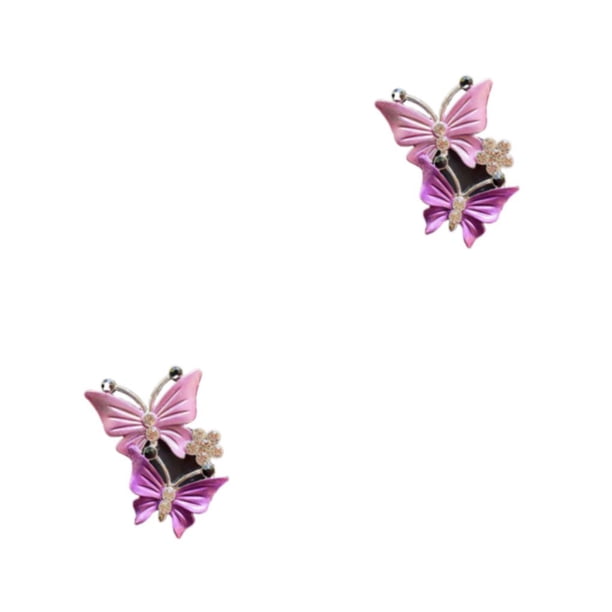 Scienceny Women Car Air Freshener Vent Clip Colorful Rhinestone Ornament Fragrance Automotive Replacement Clips Exquisite Púrpura 2piezas