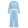 thumbnail image 6 of Sweatsuits Women 2 Piece Outfit 2026 Solid Drawstring Wide Leg Sweatpants Crew Neck Long Sleeve Cropped Tracksuit, 6 of 6