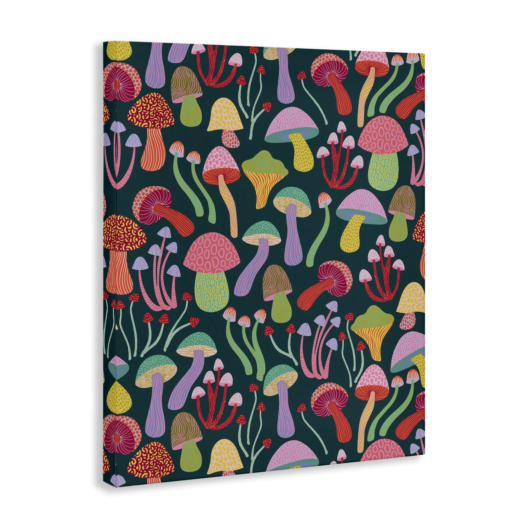 Stupell Industries Magical Times Mushrooms Plants & Flowers Painting Wrapped Canvas Art Print Wall Art, 36 x 48