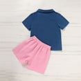 thumbnail image 2 of ZEHJUHAN Baby Boy Back to School Set Apple Embroidery Short Sleeve Lapel T-shirt Striped Shorts Outfit Blue，4Y, 2 of 7