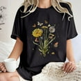 thumbnail image 2 of gbyLJF Women Short Sleeve Tops 2024 Summer Plus Size Printed Drop Shoulder Tee Loose Cotton Crew Neck T Shirts Black M, 2 of 7