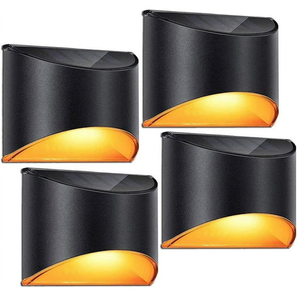 Paquete de 4 luces solares para exteriores, focos solares, iluminación LED para exteriores, impermeables, inalámbricas, luces de pared para jardín y patio.