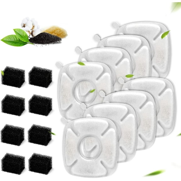 Cat Water Fountain Filter,16 PCS Pet Fountain Replacement Filters - 8 Pack Replacement Pre-Filter Sponges & 8 Pack Replacement Filters for 95oz and 67oz Automatic Pet Water Fountain