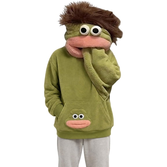 Kintue Big Mouth Monster Pullover Hoodies Unisex Flannel Hooded Sweatshirt, Plush Soft Cosplay Novelty Funny Halloween Costume Oversized Pajamas Fleece Outfits Gifts