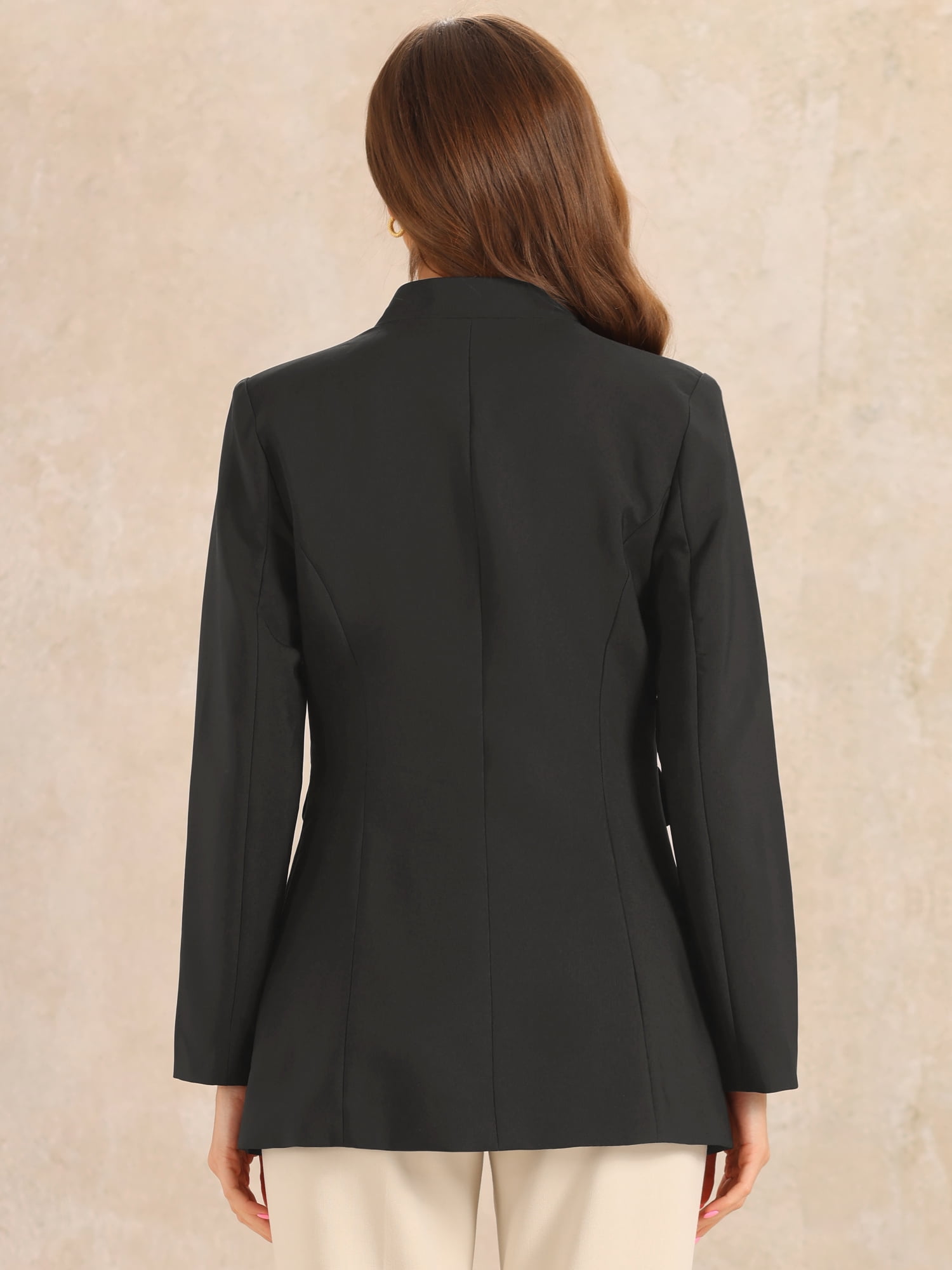 DARING DIVA Women's Stand Collar Single Button Dressy Suit Jacket S Black