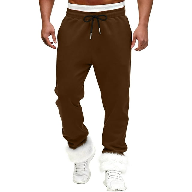 RXMEKW Mens Sweatpants Open Bottom, Trendy Casual Pants with a Straight Leg and Leather Detailing