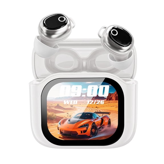 AI Translation Wireless Earbuds with Touch Screen Charging Case, Noise Cancelling Sport Running Music Earbuds with Deep Bass, Sleep Comfort Earbuds for Side Sleepers