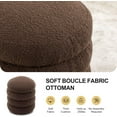 thumbnail image 4 of BISHE Modern Round Ottoman with Soft Padded Seat, Multifunctional Vanity Chair for Makeup, Upholstered Footrest Stool for Living Room or Bedroom, Brown-Boucle, 4 of 9