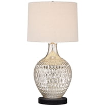 360 Lighting Waylon Modern Table Lamp with Round Black Marble Riser 28" Tall Mercury Glass Tapered Drum Shade for Bedroom Living Room Bedside Home