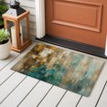 thumbnail image 6 of Teal Brown Abstract Bathroom Rug Washable 2x3 Entryway Rug Non Slip Vintage Mottled Gradient Modern Art Front Door Mat Low Pile Indoor Doormat Throw Floor Carpet for Kitchen Bedroom Entrance, 6 of 9