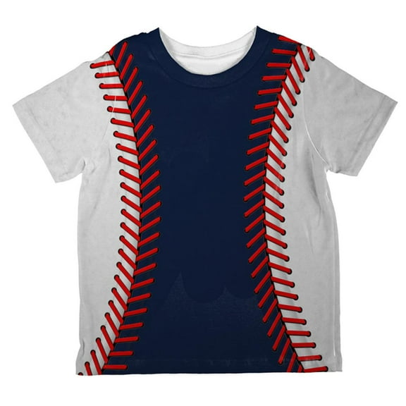 Baseball League Navy Blue and White All Over Toddler T Shirt Multi 4T