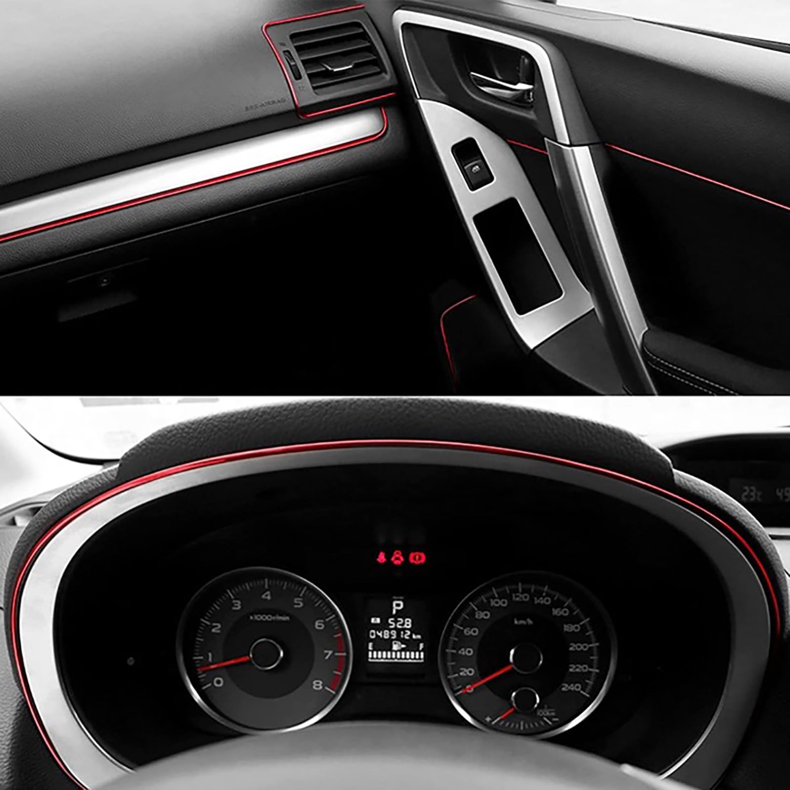 3D DIY Automobile voiture automobile Intérieur Décoration extérieure moulure bande ligne autocollant Insert type décoration-Rouge Voiture Intérieur moulure