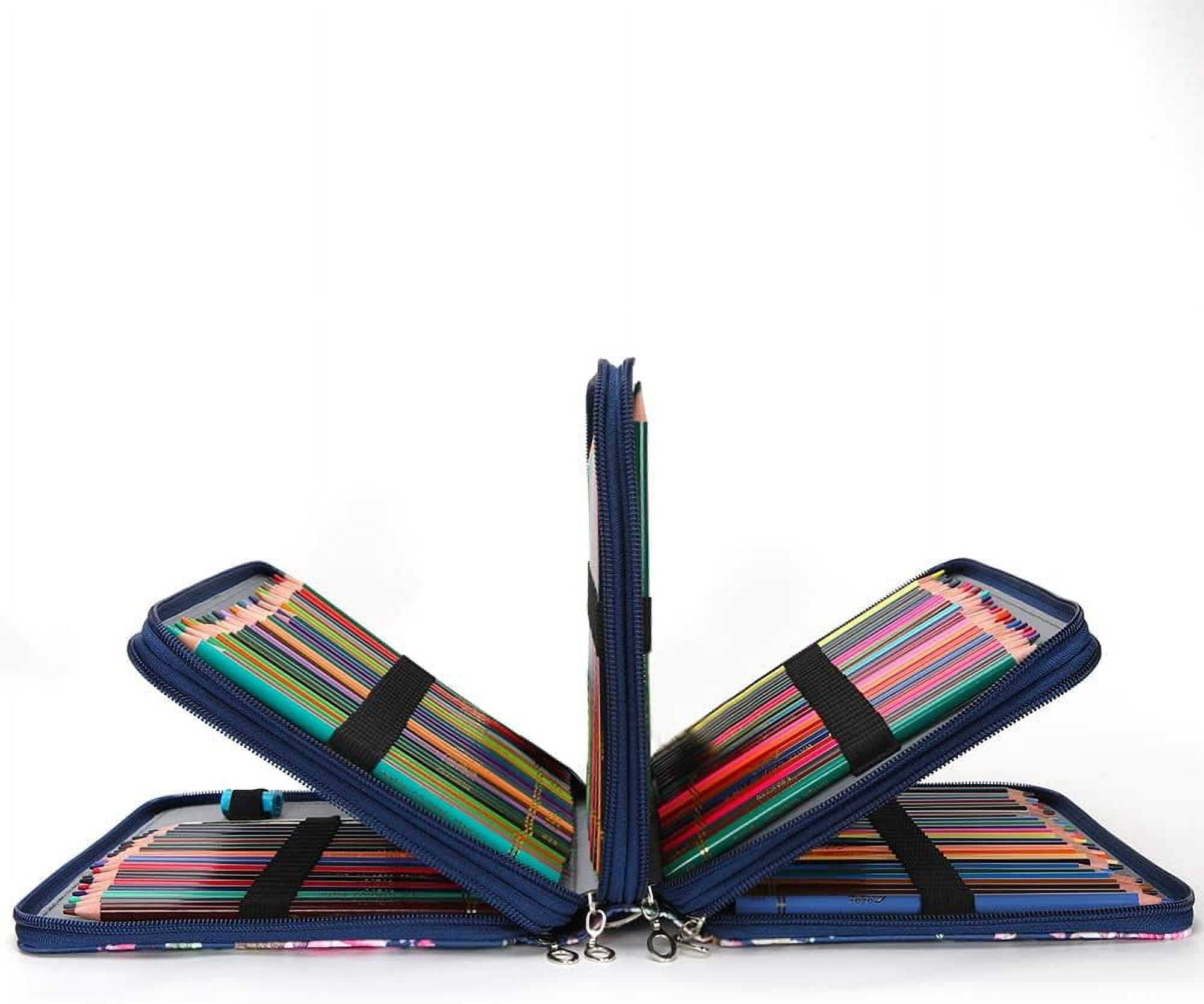 Colored Pencil Case - 200 Slots Pencil Holder with Zipper Closure Twill Fabric Large Capacity Pencil Case, for Watercolor Pens or Markers, Pencil Case Organizer for Artist