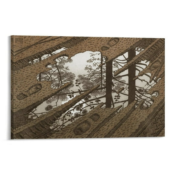 M.C. Escher Puddle Wall Art Poster Wall Art Picture Painting Poster Canvas Print Posters Artworks Bedroom Living Room Decor 24x36inch(60x90cm)