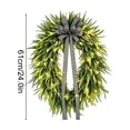 thumbnail image 3 of 24" Pre-Lit Artificial Fern Wreath with Striped Bow, Rustic Farmhouse Warm LED Hanging Wreath,Indoor Outdoor Front Door Wall Mantel Holiday Decoration, 3 of 7