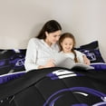 thumbnail image 5 of jejeloiu Football Game Gaming Twin Comforter Sets,Purple Black Helmet Bedding Set For Ball Lover Reversible 2-Piece, 5 of 8