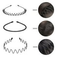 thumbnail image 4 of Unisex Metal Hair Band, Black Sports Headband for Men and Women, Non-Slip Spring Wave Hair Hoop, Fashion Headwear for Sports, Daily Wear, 2 Pcs, 4 of 9