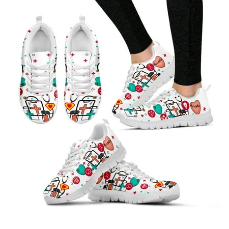 

Trendy White First Aid Medical Supplies Printed Lightweight Platform Shoes Comfortable Summer Breathable Shoes