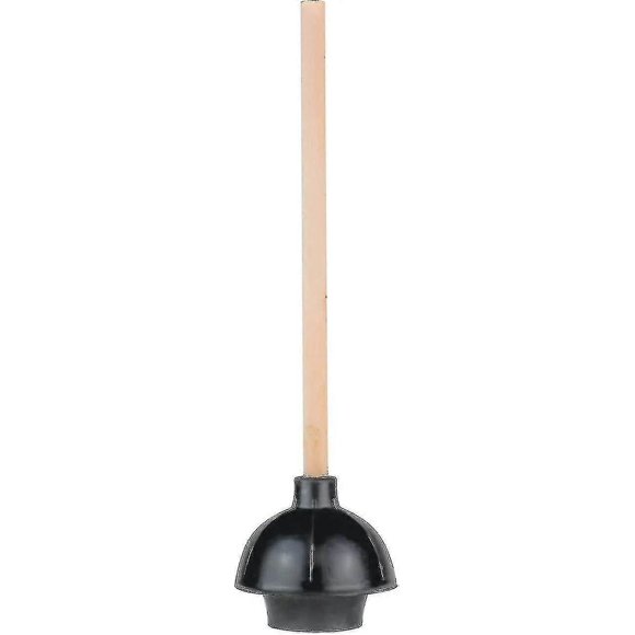 Rubber Toilet Plunger, Double Thrust Force Cup, Heavy Duty, Commercial Grade With Wood Handle