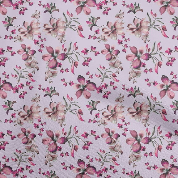 oneOone Polyester Spandex Purple Fabric Floral Fabric For Sewing Printed Craft Fabric By The Yard 56 Inch Wide
