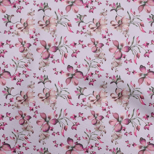 oneOone Rayon Purple Fabric Floral Sewing Craft Projects Fabric Prints By Yard 56 Inch Wide