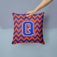 thumbnail image 2 of Carolines Treasures Letter Q Chevron Orange and Blue Fabric Decorative Pillow 14Hx14W multicolor, 2 of 4