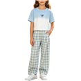 thumbnail image 2 of Amidoa Girls Summer Outfit Sets 2 Piece T-Shirt Short Sleeve and Casual Pants Set Kids Clothing Sets Blue Size 5T, 2 of 9