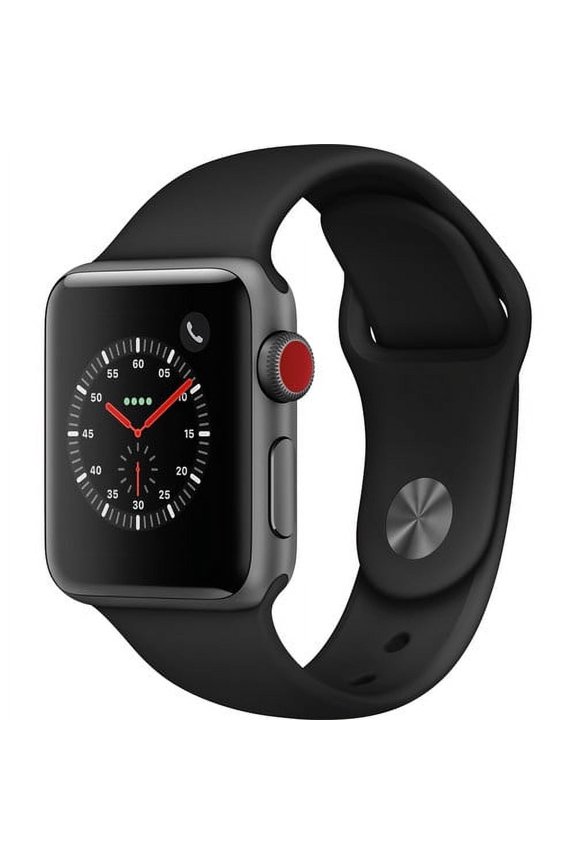 Pre-Owned Apple Watch Series 3 38mm GPS + Cellular, Space Gray Aluminum Case - Black Sport Band