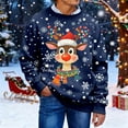 thumbnail image 2 of Unisex Ugly Christmas Sweater for Men Women Xmas Holiday Party Funny Print Knit Pullover,Navy,M, 2 of 5