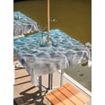 thumbnail image 3 of Square Outdoor Tablecloth With Umbrella Hole And Zipper– Blue Sea Water Waterproof Patio Table Cover for Party, Picnic, Backyard, 60"x60" , Coastal Tropical Ocean Wave, 3 of 8