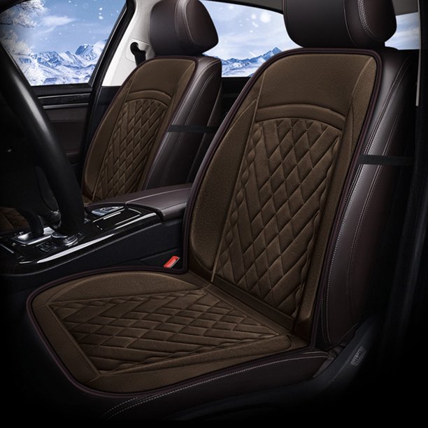 Calentador de asiento de coche de 12V-24V, calentador de invierno ajustable de 3 velocidades, mantiene caliente (café)
