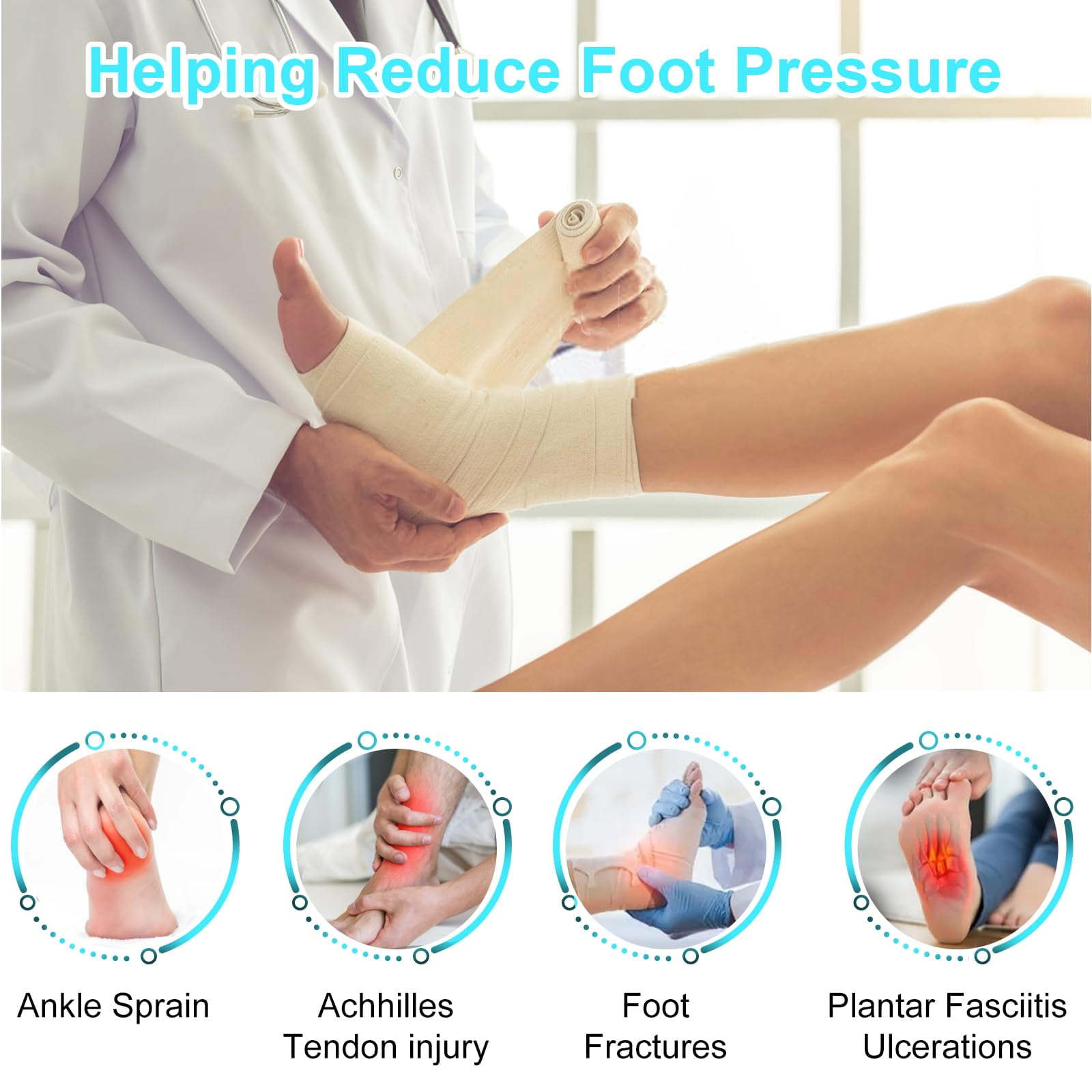 Offloading Walking Boot Inflatable Walker Fracture Boot for Heel or Ankle Pain Medical Short Air Cam Walker Brace for Sprained, Fracture, Plantar Fasciitis, Achilles Tendon Injury, Ulcerations