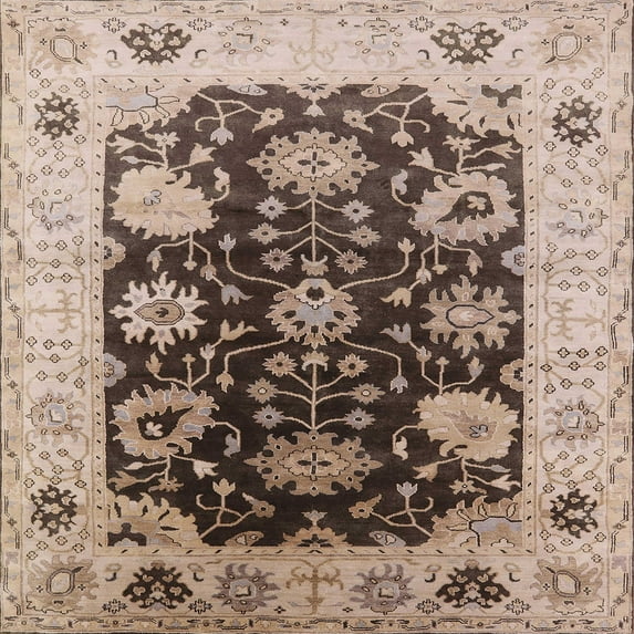 Ahgly Company Machine Washable Indoor Square Industrial Modern Sepia Brown Area Rugs, 5' Square