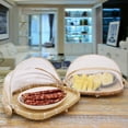 thumbnail image 2 of Papaba Food Tent,Bamboo Woven Picnic Food Serving Mesh Basket Anti-flies Fruit Tray Net Tent Cover, 2 of 6