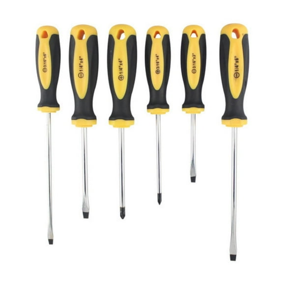 Juego 6 pzs Desarmadores Mango Bimaterial Keer Punta magnetica Amarillo Acero Destornilladores