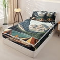 thumbnail image 2 of Homewish Camping Theme Zipper Twin Comforter Sets with Fitted Sheet and 2 Pillowcases,Nature Mountain Lake Zipper Bedding Set,Black Reversible,4-Piece, 2 of 7